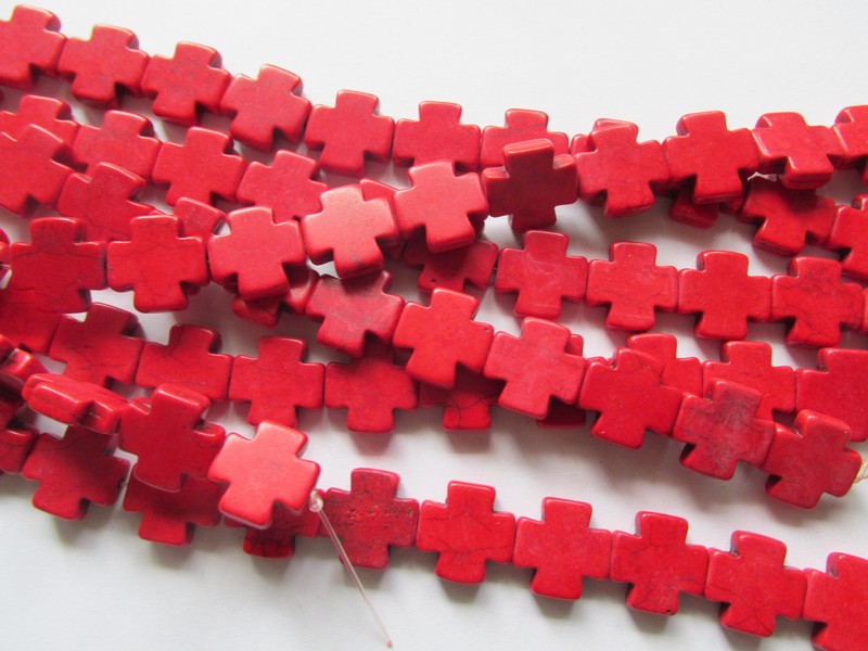 (image for) Red Howlite Cross Beads #1005